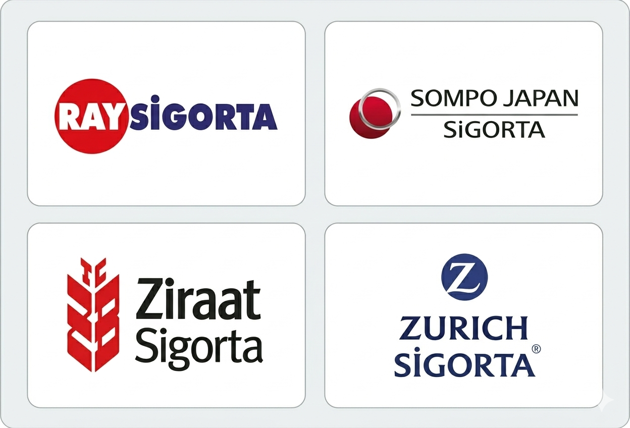 Anlaşmalı olduğumuz Kasko ve Sigorta Firmaları : Ray Sigorta, Sompo Sigorta, Ziraat Sigorta, Zurich Sigorta